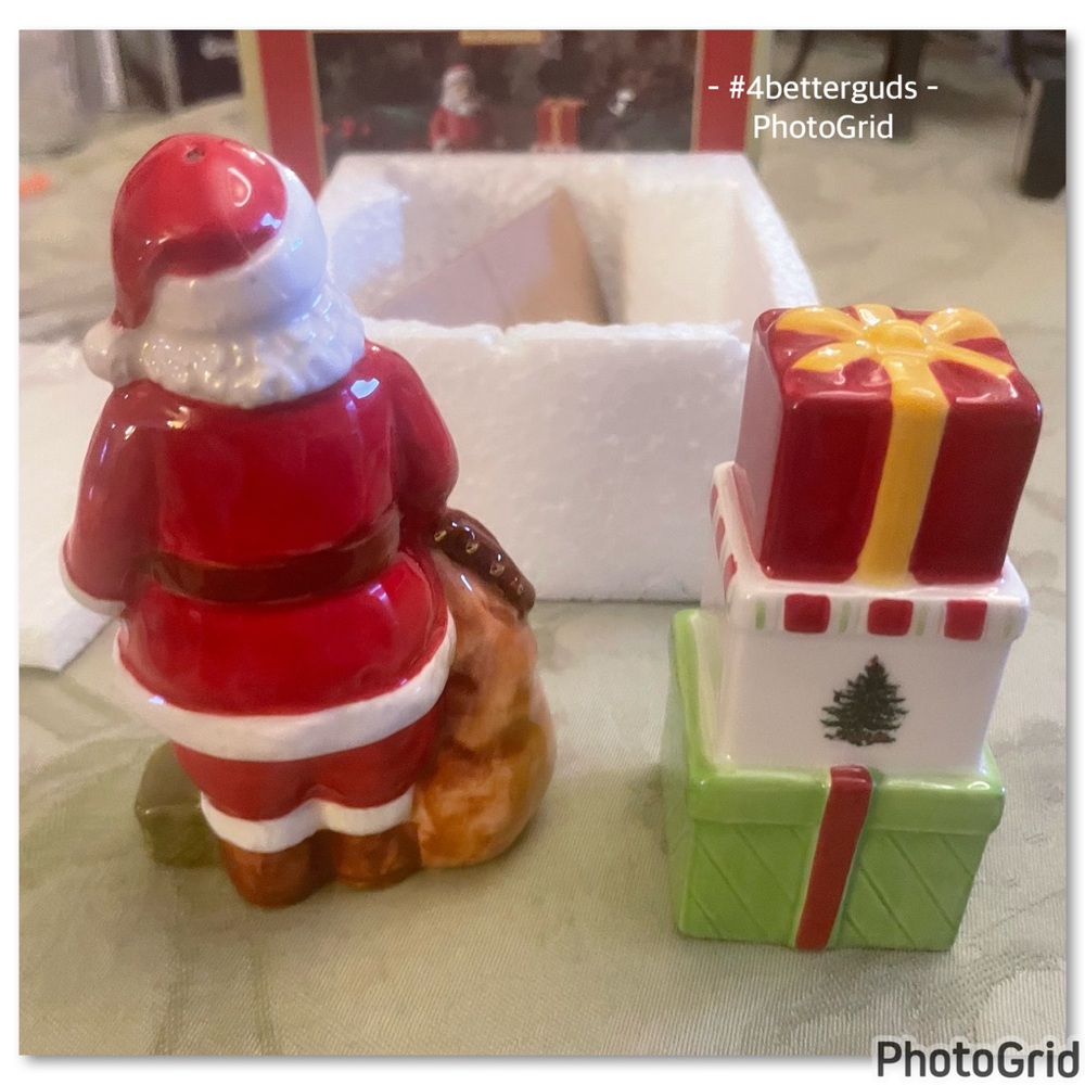 New Spode Christmas Tree Santa Claus Salt & Gift Boxes Presents Pepper Shakers - Picture 6 of 15